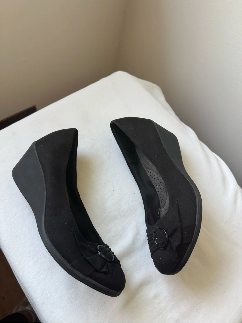 🖤 Y2K Dexflex comfort Black Wedge Ballet Flats size 8.5 W🖤